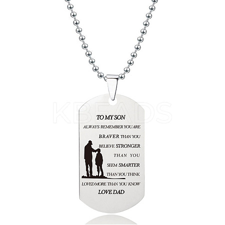201 Stainless Steel To My Son Dog Tag Pendant Ball Chain Necklaces FS-WG527E6-06-1