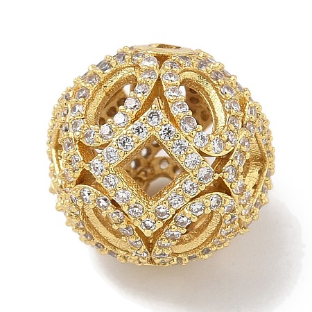 Rack Plating Brass Micro Pave Cubic Zirconia Beads KK-L224-019G-1