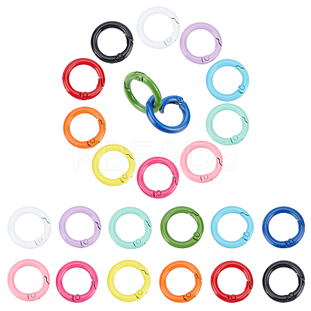 24Pcs 12 Colors Spray Painted Eco-Friendly Alloy Spring Gate Rings FIND-PH0003-35-1