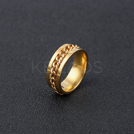 304 Stainless Steel Rotatable Chain Finger Rings for Men FS-WG60CA3-27-1