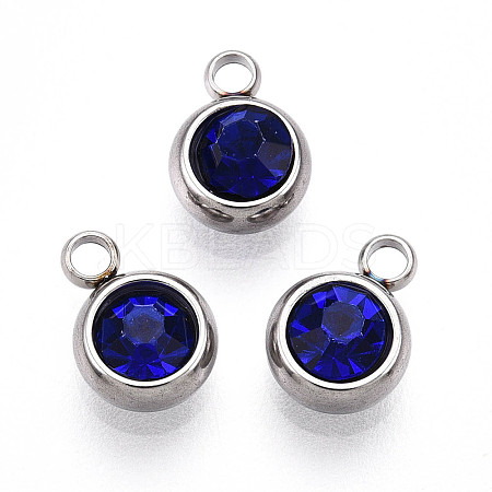 303 Stainless Steel Rhinestone Charms STAS-S068-16-1