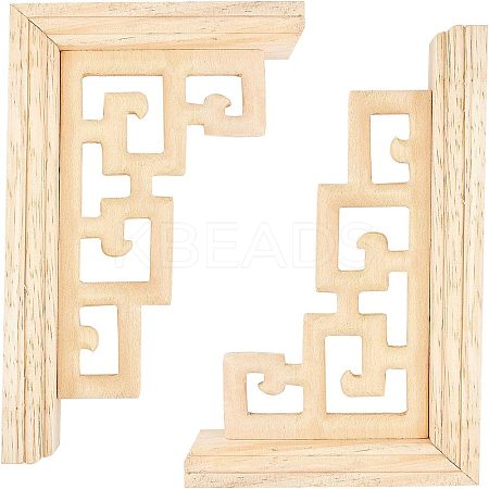 Natural Solid Wood Carved Onlay Applique Craft WOOD-FH0001-38-1