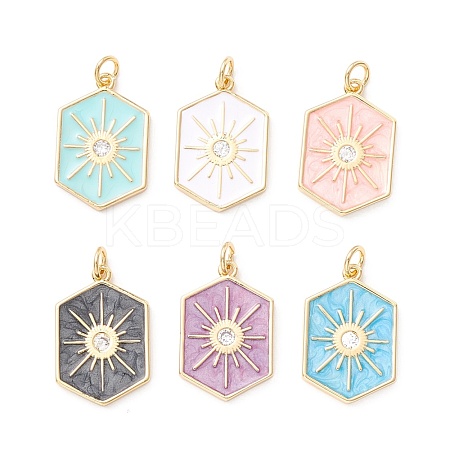 Brass Micro Pave Clear Cubic Zirconia Pendants ZIRC-Z019-44-NR-1