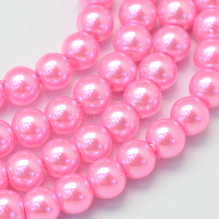 Baking Painted Pearlized Glass Pearl Round Bead Strands HY-Q003-4mm-68-1