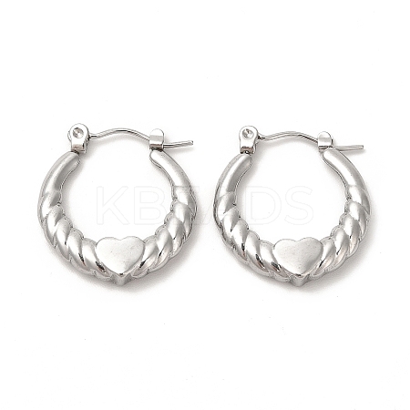 Non-Tarnish 304 Stainless Steel Heart Hoop Earrings for Women EJEW-L237-05P-1