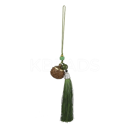 Green Sandalwood Lotus Incense Balls Pendant Decorations HJEW-D300-01B-01PG-1