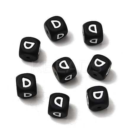 20Pcs Black Cube Letter Silicone Beads 12x12x12mm Square Dice Alphabet Beads with 2mm Hole Spacer Loose Letter Beads for Bracelet Necklace Jewelry Making JX433D-1