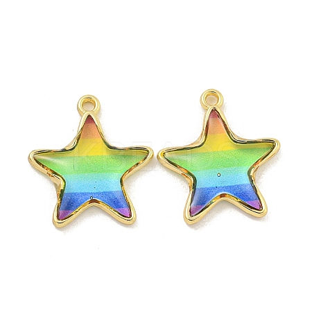 Rainbow Color Opaque Resin Pendants KK-M290-04C-G-1