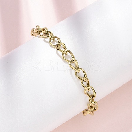 304 Stainless Steel Cuban Link Chains Bangles for Women BJEW-B150-08G-1