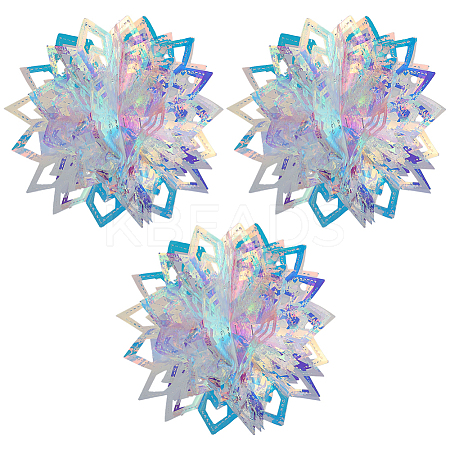 PET Snowflake Pendant Decorations AJEW-WH20020-014B-1