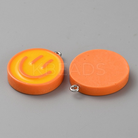 Opaque Resin Enamel Pendants RESI-WH0036-20C-1