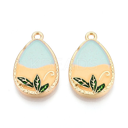 Rack Plating Alloy Enamel Pendants ENAM-N066-01KCG-1