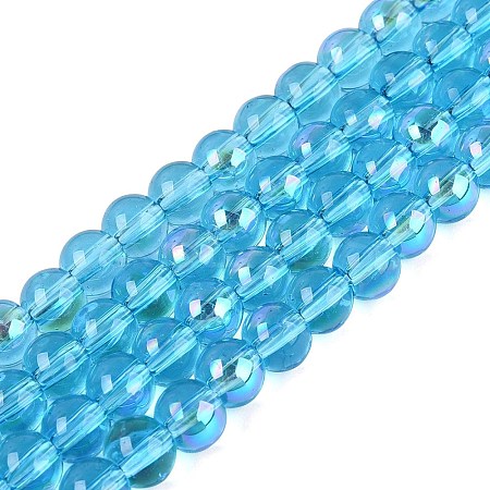Transparent Electroplate Glass Beads Strands EGLA-Q132-6MM-01A-17-1