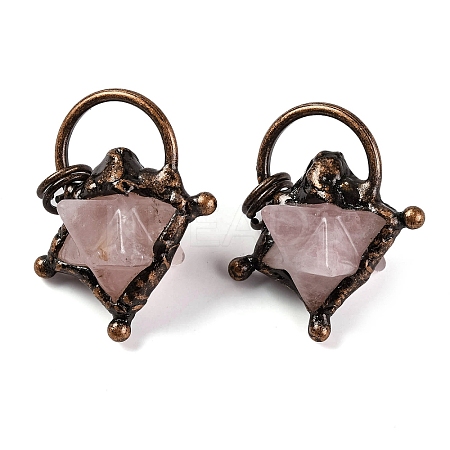 Natural Rose Quartz Merkaba Star Pendants G-C144-02R-03-1