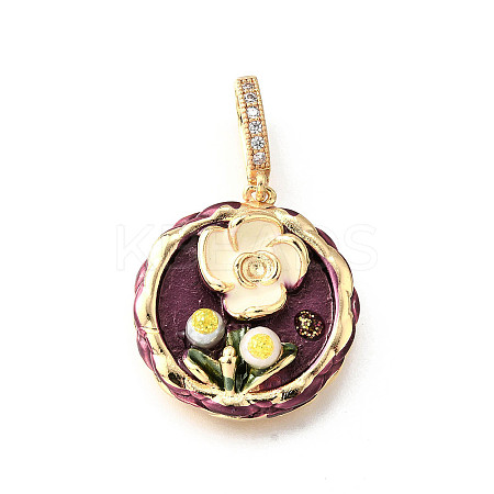 Brass Micro Pave Cubic Zirconia & Enamel Pendants KK-R222-09G-02-1