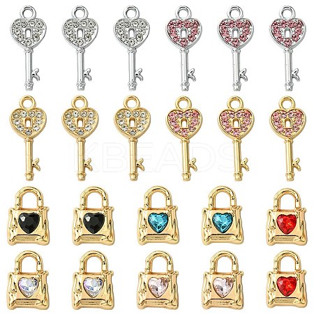 12Pcs 5 Styles Alloy Rhinestone Pendants FIND-FS0002-08-1