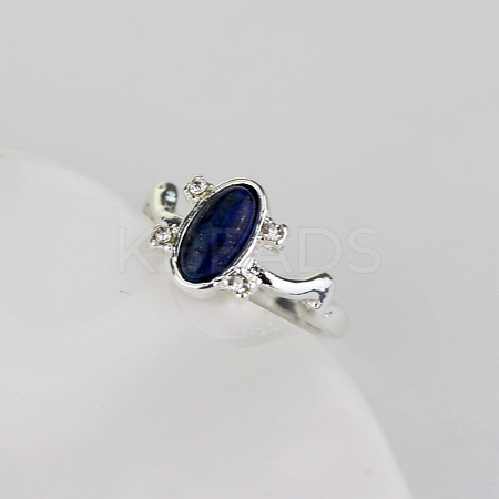 Alloy with Natural Lapis Lazuli Finger Rings FS-WGF3EDB-04-1
