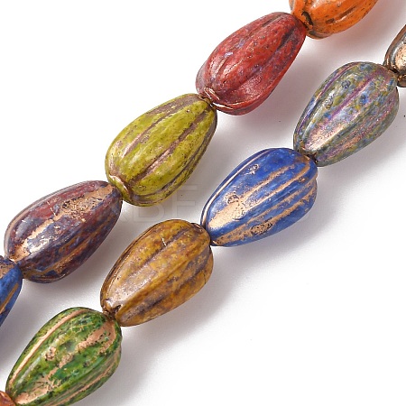 Painted Glass Beads Strands GLAA-B037-06-1