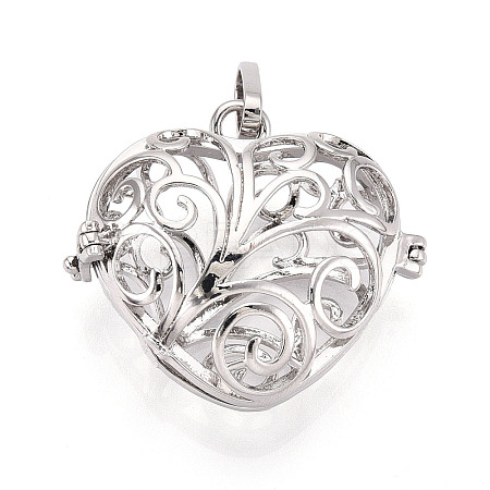 Rack Plating Brass Cage Pendants KK-Q402-08P-1
