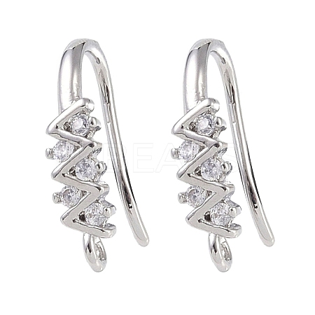 Brass Micro Pave Cubic Zirconia Earring Hooks KK-U008-11P-1