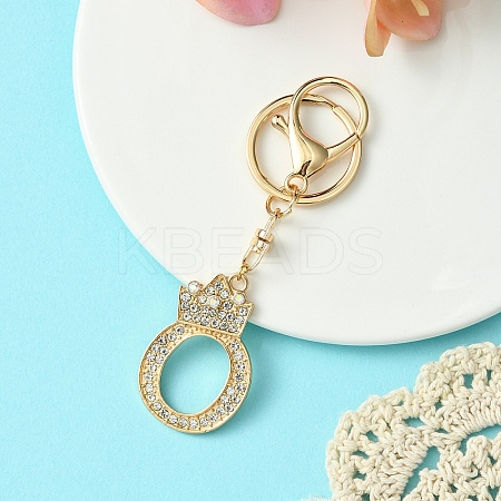 Golden Alloy Rhinestone Keychain KEYC-YW00105-15-1