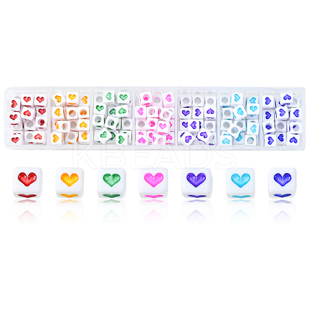 175Pcs 7 Colors White Opaque Acrylic Beads MACR-YW0002-02-1