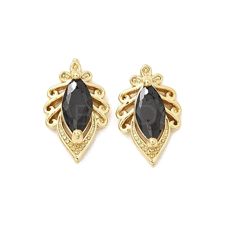 Horse Eye Brass Glass Cabochons KK-A275-15G-1