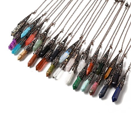 Mixed Gemstone/Glass Dowsing Pendulum Big Pendants G-H285-06R-1