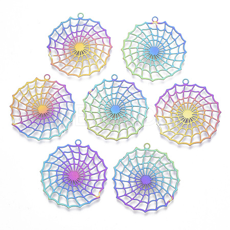 Ion Plating(IP) 201 Stainless Steel Filigree Pendants STAS-T057-20-1