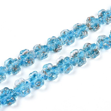 Luminous Handmade Gold Foil Glass Beads Strands FOIL-N029-01G-1