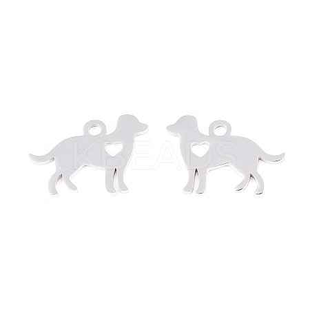 Non-Tarnish 304 Stainless Steel Puppy Silhouette Charms STAS-Q201-T086-1