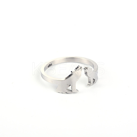 Stylish Adjustable 304 Stainless Steel Wolf Cuff Rings for Women LS-CD3807-8-1