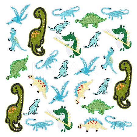 AHADERMAKER 40Pcs 8 Style Dinosaur Computerized Embroidery Cloth Iron on/Sew on Patches DIY-GA0005-45-1