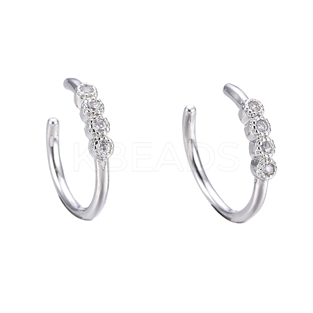 Brass Micro Pave Clear Cubic Zirconia Cuff Earrings EJEW-I249-13P-1