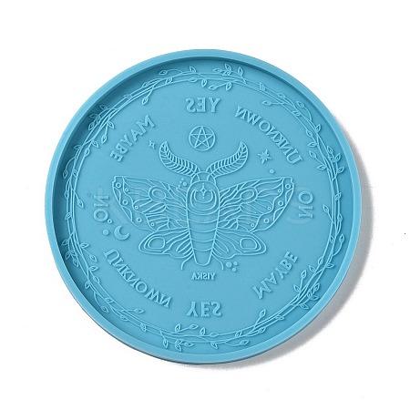 Tarot Theme DIY Flat Round Divination Coaster Food Grade Silicone Molds DIY-G083-02B-1