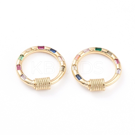Brass Micro Pave Cubic Zirconia Screw Carabiner Lock Charms ZIRC-L093-62G-1