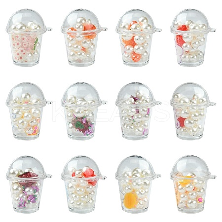 12Pcs Milk Tea Cup Theme Opaque Acrylic Pendants OACR-CJ0002-30-1
