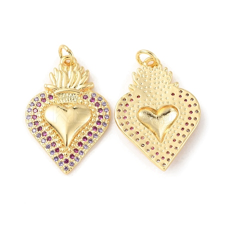 Rack Plating Brass Micro Pave Cubic Zirconia Pendants KK-C021-11G-1