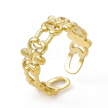 Ion Plating(IP) 304 Stainless Steel Cuff Ring for Women RJEW-C060-20G-1