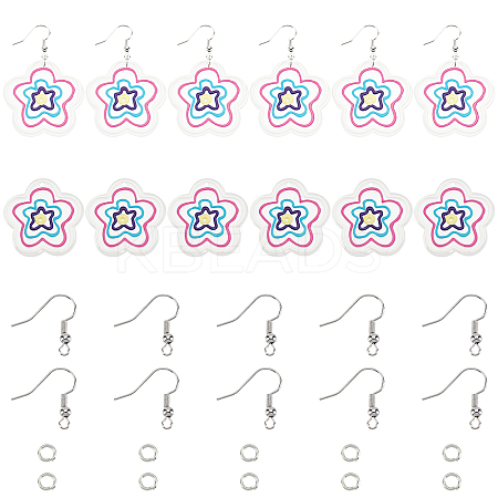 DIY Acrylic Flower Earrings Making Kits DIY-FH0002-79-1