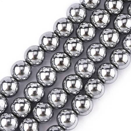 Non-magnetic Synthetic Hematite Beads Strands G-S096-10mm-3-1