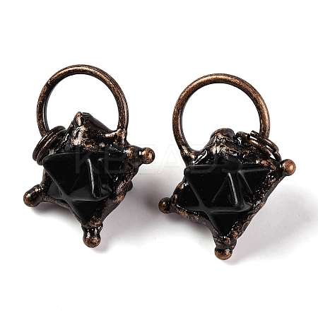 Natural Obsidian Merkaba Star Pendants G-C144-02R-05-1