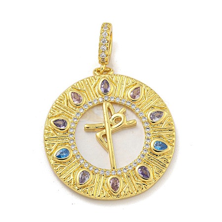 Rack Plating Brass Micro Pave Cubic Zirconia Pendants KK-G513-86G-1