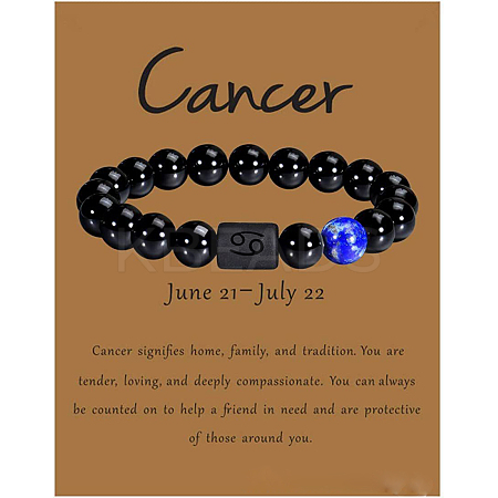 12 Constellation Natural Round Lapis Lazuli Beads Stretch Bracelets WGD22B0-13-1