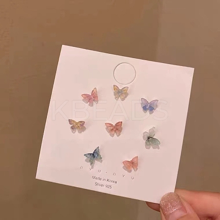 8 Pcs Exquisite Resin Stud Earrings Sets for Girls Women WG93702-14-1