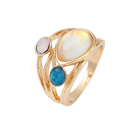 Alloy Multi-Moonstone Finger Rings for Women FS-WG1D73B-02-1