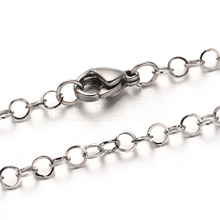 Tarnish Resistant 304 Stainless Steel Cable Chain Necklaces LS-NJEW-N0046-02P-1