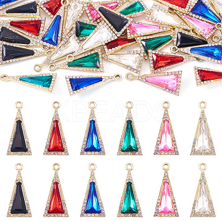 36Pcs 6 Colors Zinc Alloy Glass Pendants ALRI-TA0001-36-1