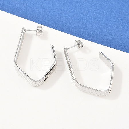 304 Stainless Steel Polygon Stud Earrings EJEW-P324-12P-1