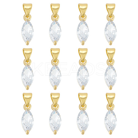 12PCS Brass Cubic Zirconia Charms KK-BC0012-84-1